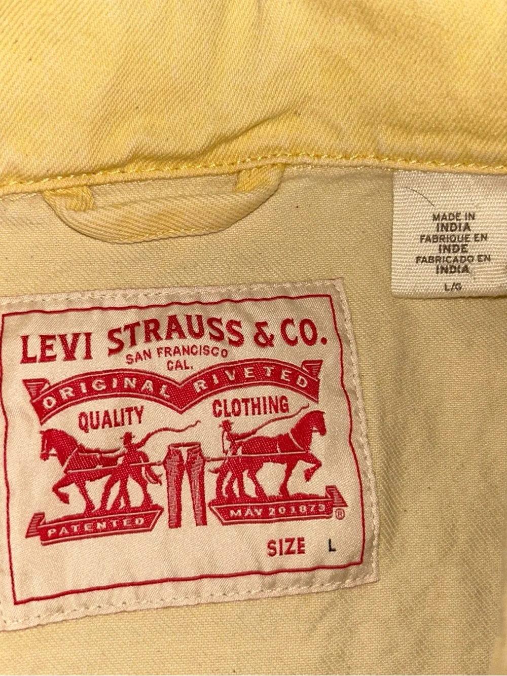 Rare Levi’s ESTHER MODERN COTTON Yellow Denim JACKET Size Large